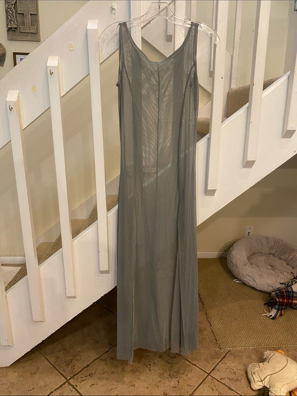 Xl Kids or small adult , double platinum dance Long Sheer Overlay Dress - Gray